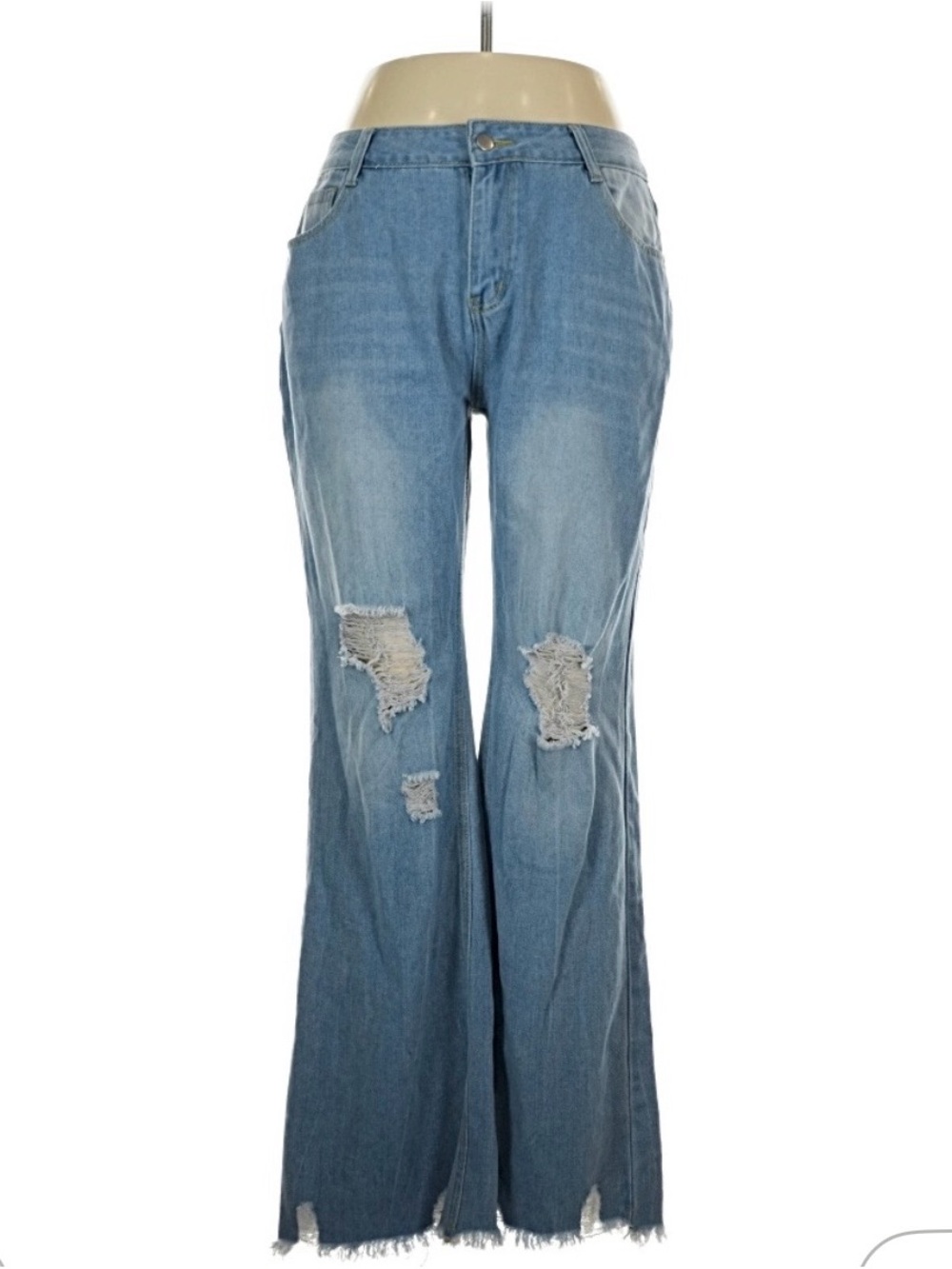 Women's Distressed Light Blue Flared Jeans